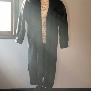 90's heavy leather and wool trench coat